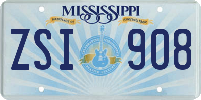 MS license plate ZSI908
