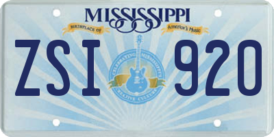 MS license plate ZSI920