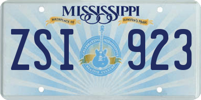 MS license plate ZSI923