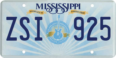 MS license plate ZSI925