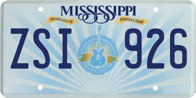 MS license plate ZSI926