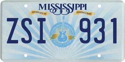 MS license plate ZSI931