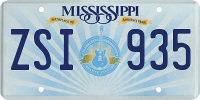 MS license plate ZSI935