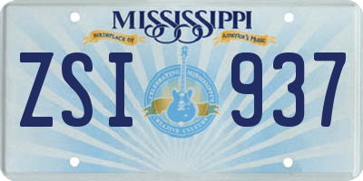 MS license plate ZSI937