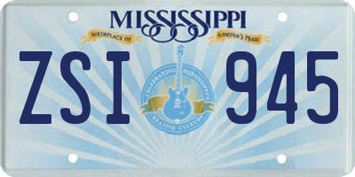 MS license plate ZSI945