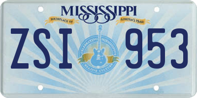 MS license plate ZSI953