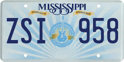 MS license plate ZSI958