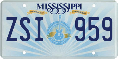 MS license plate ZSI959