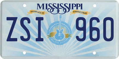 MS license plate ZSI960