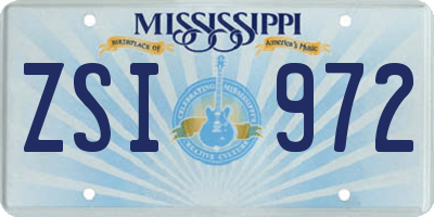 MS license plate ZSI972
