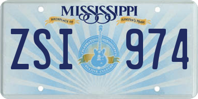 MS license plate ZSI974