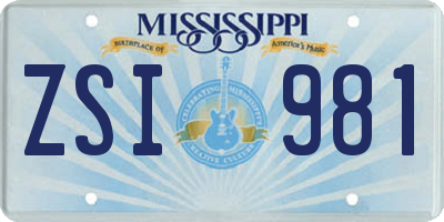 MS license plate ZSI981