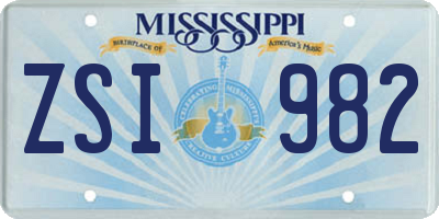 MS license plate ZSI982