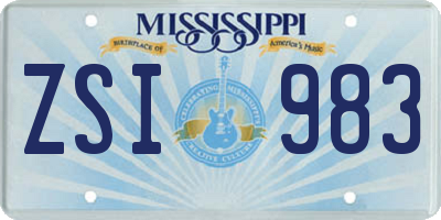 MS license plate ZSI983