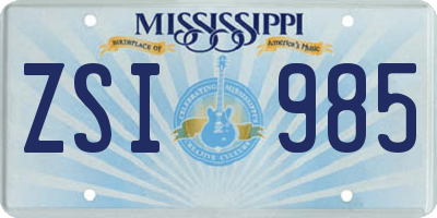 MS license plate ZSI985