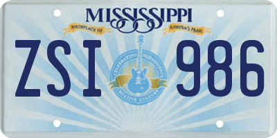 MS license plate ZSI986