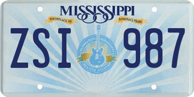 MS license plate ZSI987