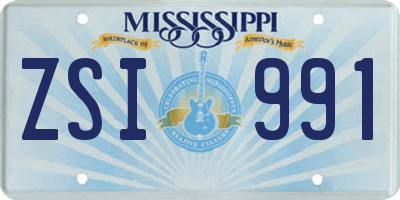 MS license plate ZSI991