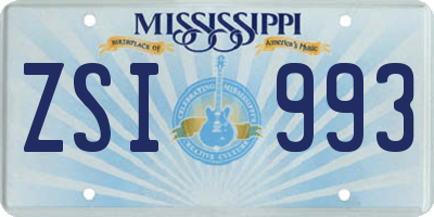 MS license plate ZSI993