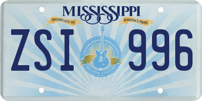 MS license plate ZSI996