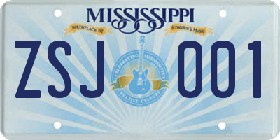 MS license plate ZSJ001