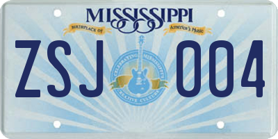 MS license plate ZSJ004