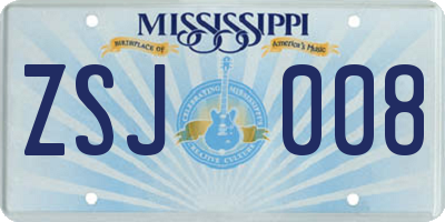 MS license plate ZSJ008