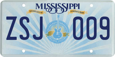 MS license plate ZSJ009