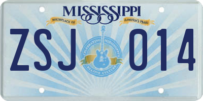MS license plate ZSJ014