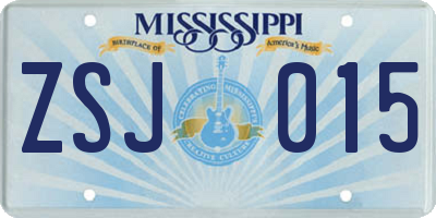 MS license plate ZSJ015