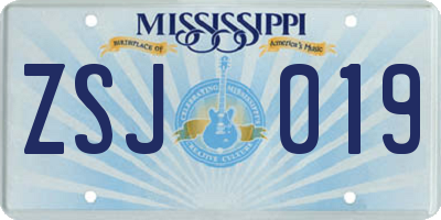 MS license plate ZSJ019