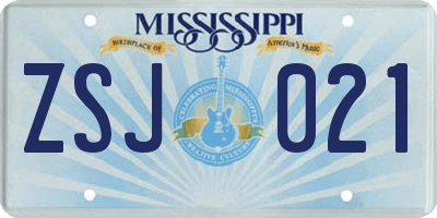 MS license plate ZSJ021