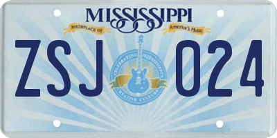 MS license plate ZSJ024
