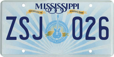 MS license plate ZSJ026
