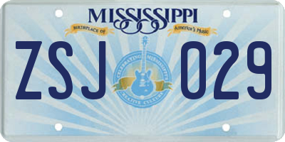 MS license plate ZSJ029