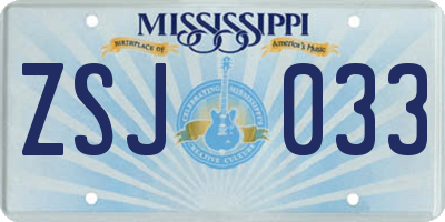 MS license plate ZSJ033