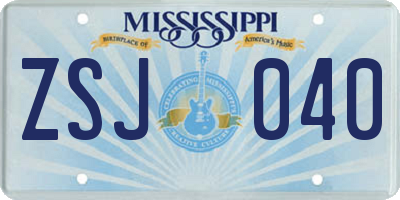 MS license plate ZSJ040