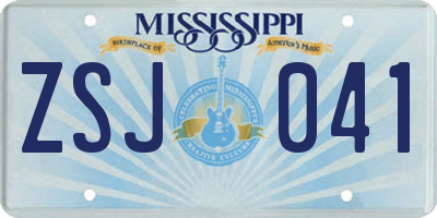 MS license plate ZSJ041
