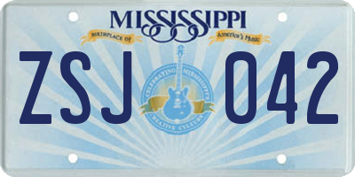 MS license plate ZSJ042