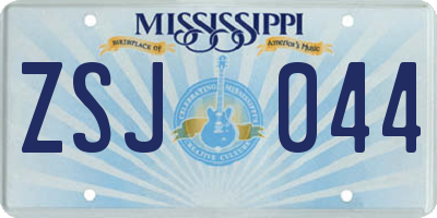MS license plate ZSJ044