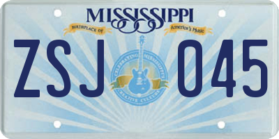 MS license plate ZSJ045