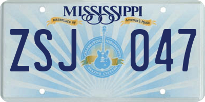 MS license plate ZSJ047