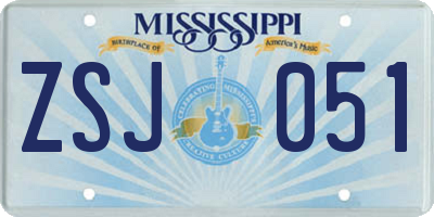 MS license plate ZSJ051