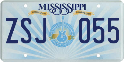 MS license plate ZSJ055