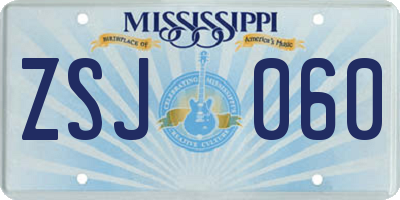 MS license plate ZSJ060