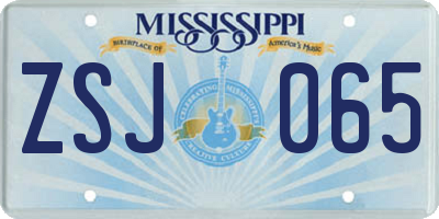 MS license plate ZSJ065