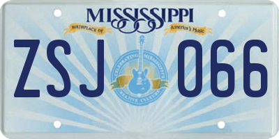 MS license plate ZSJ066