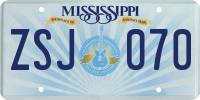 MS license plate ZSJ070