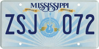 MS license plate ZSJ072