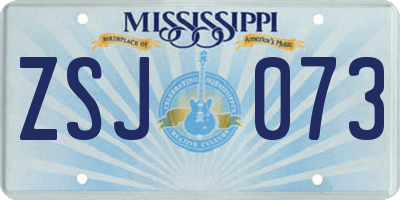 MS license plate ZSJ073